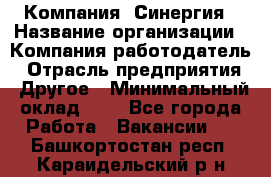 Компания «Синергия › Название организации ­ Компания-работодатель › Отрасль предприятия ­ Другое › Минимальный оклад ­ 1 - Все города Работа » Вакансии   . Башкортостан респ.,Караидельский р-н